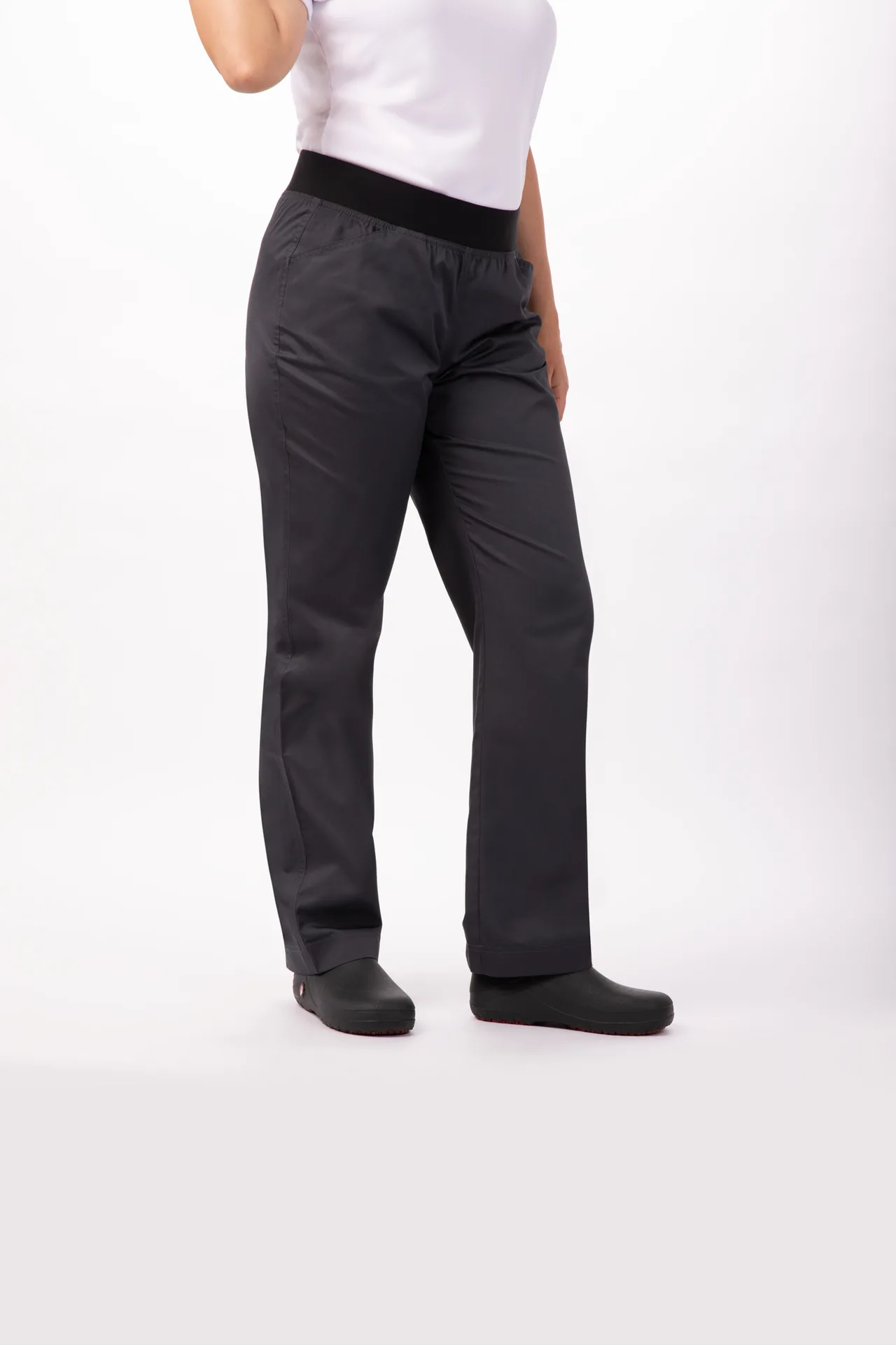 Chef Works PBN01W-CHR-S Chef Pants, Charcoal S, Elastic Waistband, Two Front Pockets, Straight Fit