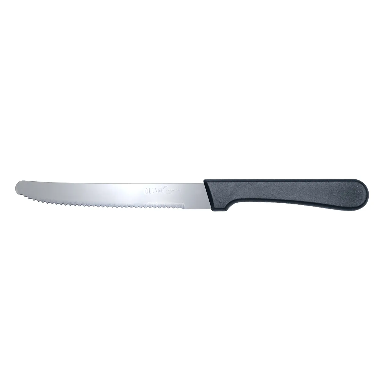 CAC China KESK-55 Steak Knife, 5" Stainless Steel Blade, Black Plastic Handle - 1 Dozen