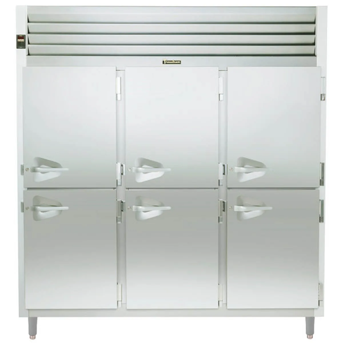 Traulsen RHT332WUT-HHS 86" Three Section Reach-In Refrigerator w/ 6 Solid Half-Doors, Top Mount, 77.45 cu. ft.
