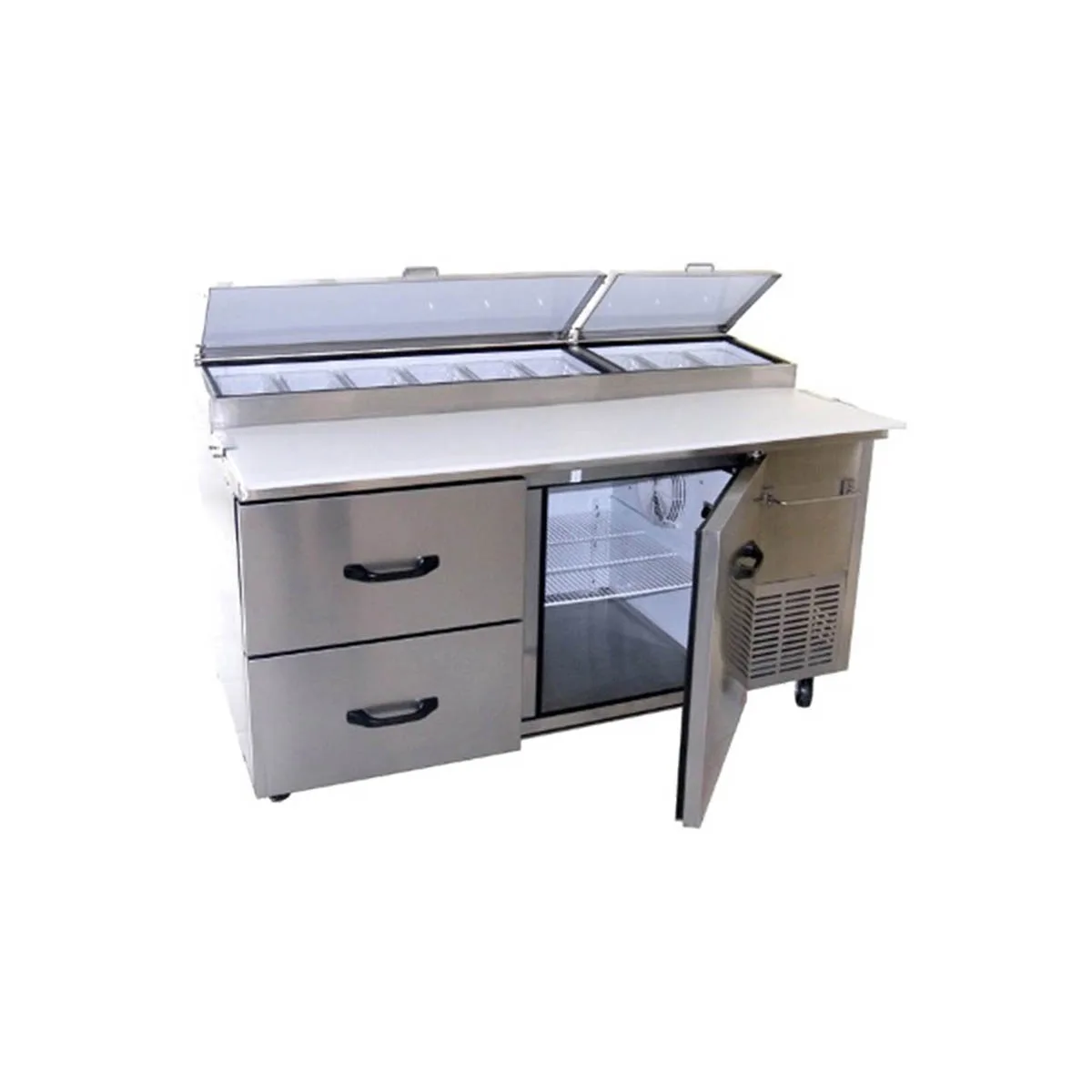 Pro-Kold  PPT 67 21 67" 2-Section Refrigerated Pizza Prep Table w/ 2 Drawers & 1 Door