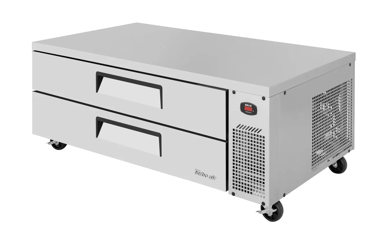 Turbo Air TCBE-60SDR-N 60" 2 Drawers Refrigerated Chef Base, Flat Top, 9.1 cu. ft., (6) Size Pans
