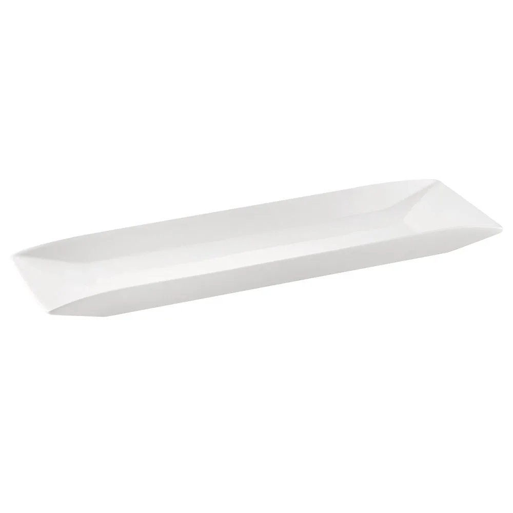 CAC China MX-RT91 Porcelain Platter – 19-3/4"L x 5-1/2"W x 1-1/2"H, White, Dishwasher/Oven/Microwave