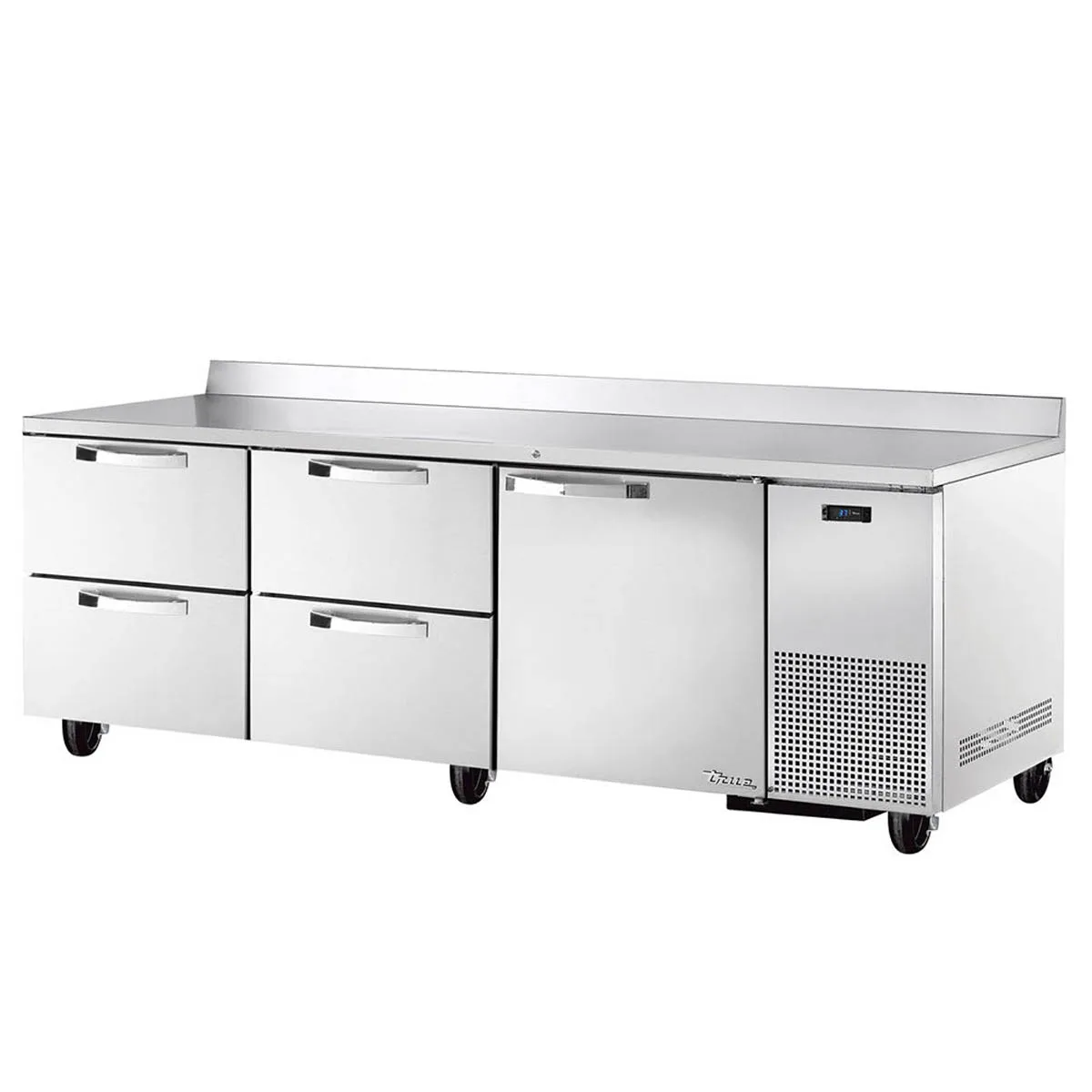 True TWT-93D-4-HC~SPEC3 93" 3-Section Worktop Refrigerator w/ 4 Drawers & 1 Door