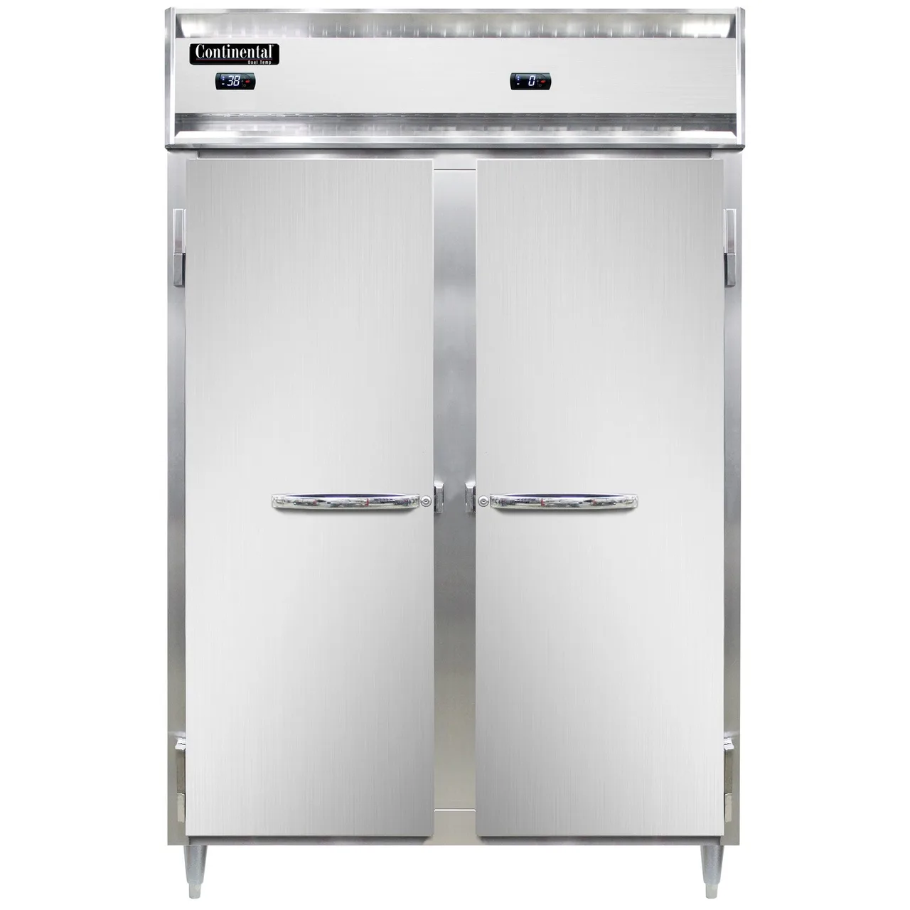 Continental Refrigerator D2RFNSS 52" 2-Section Reach-In Refrigerator Freezer Combo w/ 2 Solid Doors