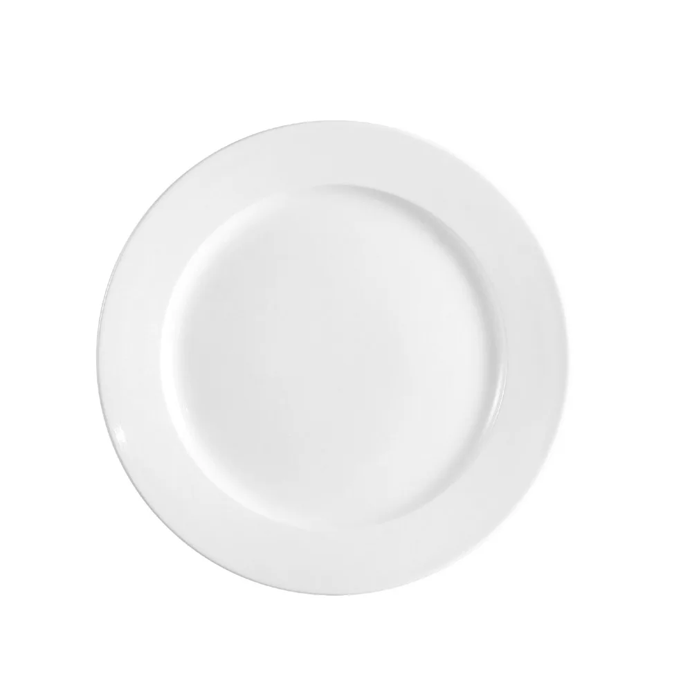 CAC China FR-21 Franklin Plate – 12" Dia x 1-3/8" H, Round White Ceramic, Dishwasher Safe - Dozen