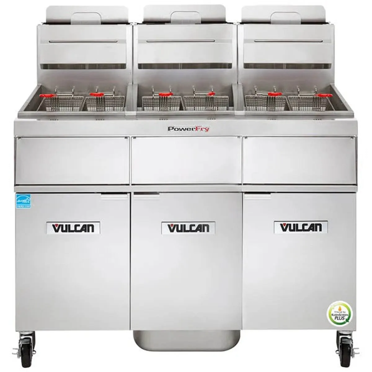 Vulcan 3VK65AF 63" Powerfry5™ Multiple Battery Gas Fryer w/ (3) 70 lbs, Frypots, Filtration System