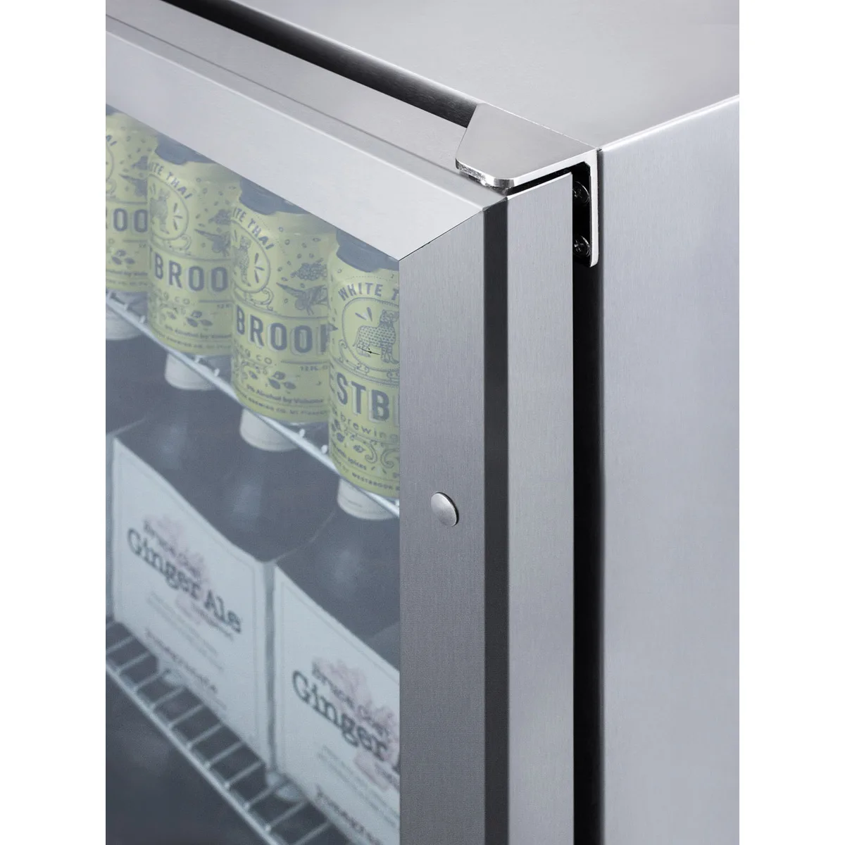 Summit SCR611GLOS 24" Outdoor Countertop Glass Door Refrigerator, Stainless Steel, 5.0 cu. ft.