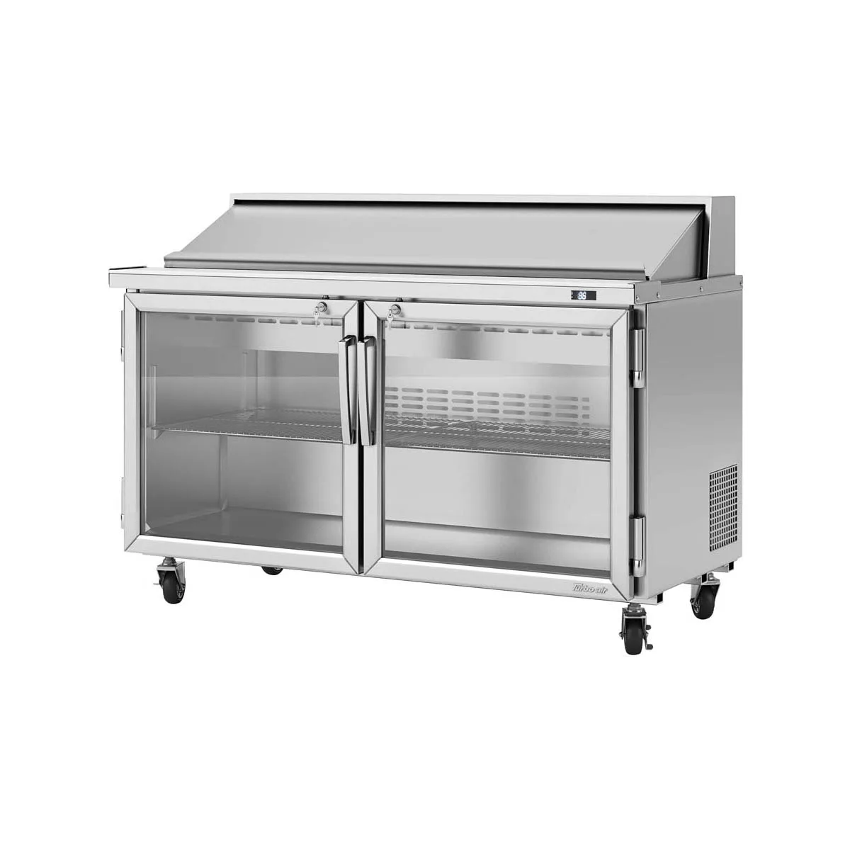 Turbo Air PST-60-G-N 60" Two Section Sandwich / Salad Prep Table w/ 2 Glass Doors, 16 Pans