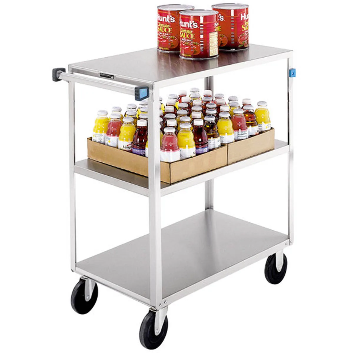 Lakeside 351 Stainless Steel 3-Shelf Open Tray Truck w/ 13-3/4" Clearance