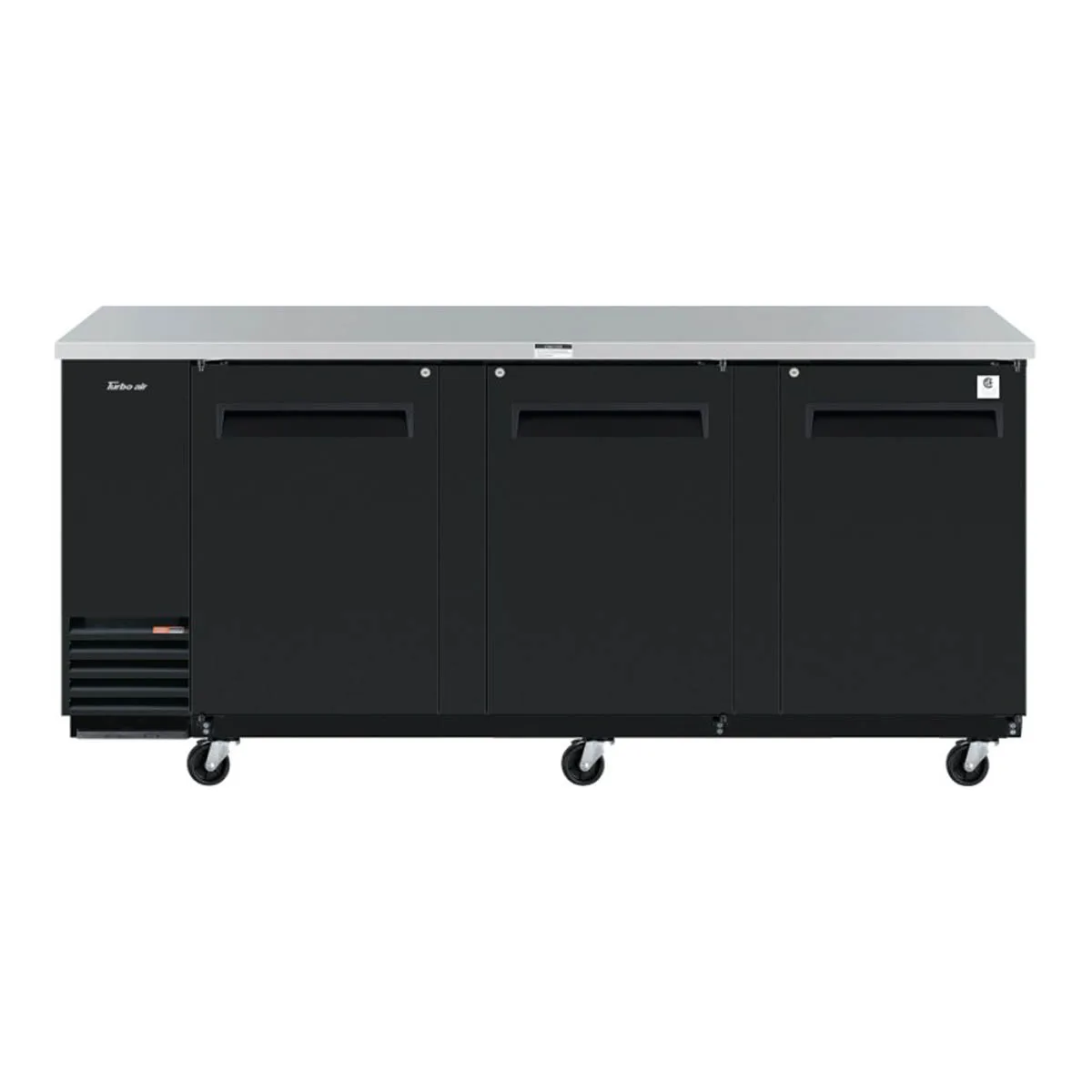 Turbo Air TBB-4SBD-N 90" Three Section Back Bar Cooler with Solid Door, 36.47 cu. ft.