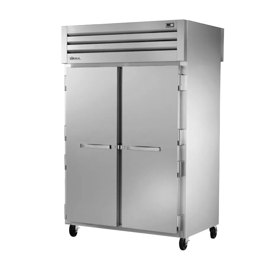 True STA2RPT-2S-2S-HC 2-Section Pass-Thru Refrigerator w/ Front 2 Solid & Rear 2 Solid Doors, Aluminum Interior-Stainless Floor