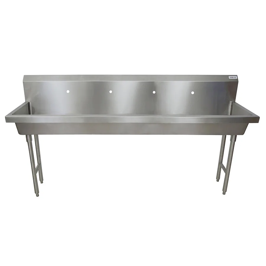 BK Resources MSHS-96F1 96" Freestanding Hand Sink without Faucet - 14 gauge / Single Hole