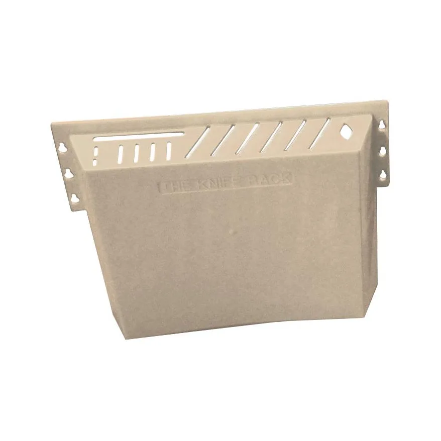 Omcan USA 11546 Kitchen Knife Rack, Tan Plastic Block Holds 12 Knives, 1 Cleaver & 1 Steel, 14 Slots