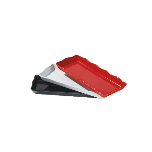 GET ML-154-W Bake & Brew Display Tray, 14" x 5-1/2", Rectangular, Scallop Edge, Melamine, White