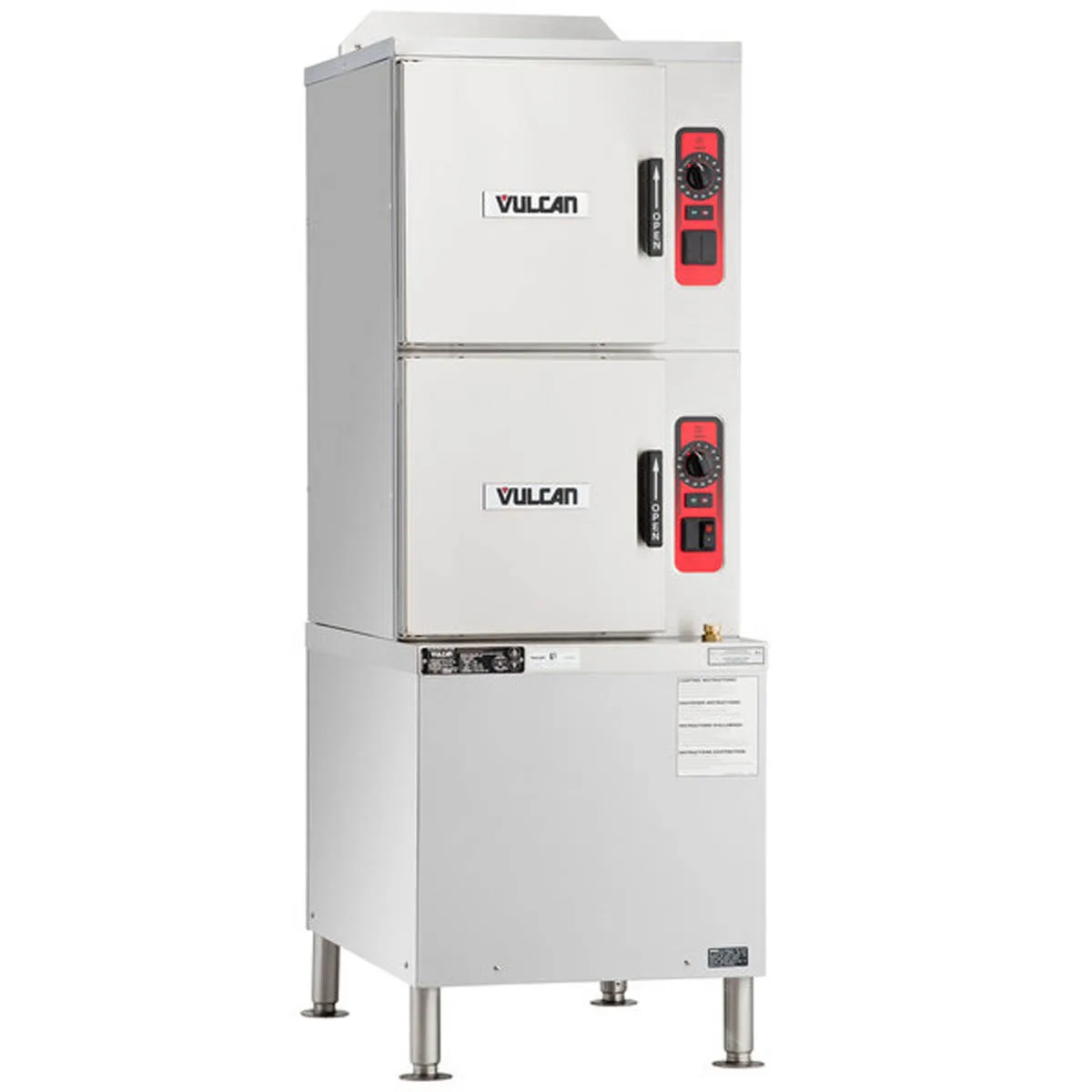 Vulcan C24GA6 6 Pan Gas Convection Steamer w/ 2 Compartments on Cabinet Base, 125.000 BTU