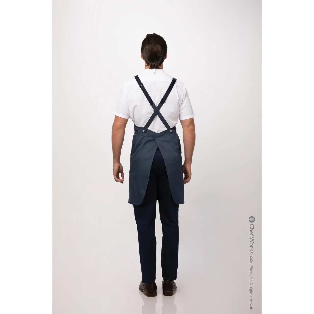 Chef Works ABN01-BLU-0 Largo Bib Apron, 31"L x 38"W, Adjustable Neck Strap, Poly/Cotton, Blue