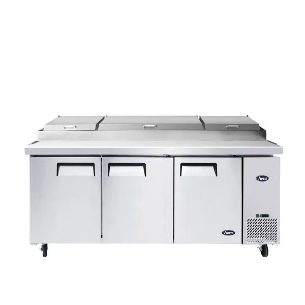 Atosa USA MPF8203GR 93" 3-Section Refrigerated Pizza Prep Table w/ 3 Doors, 28.4 cu. ft.