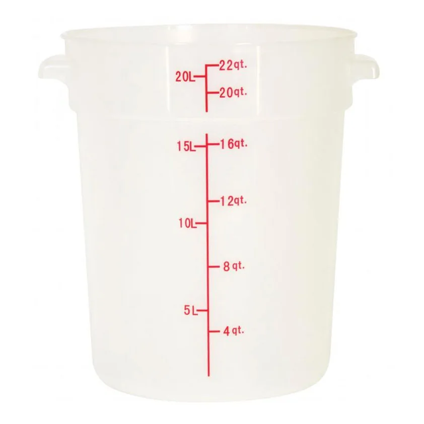 Omcan USA 80236 Food Storage Container, 22-Qt Round Polypropylene, Translucent, NSF, No Lid
