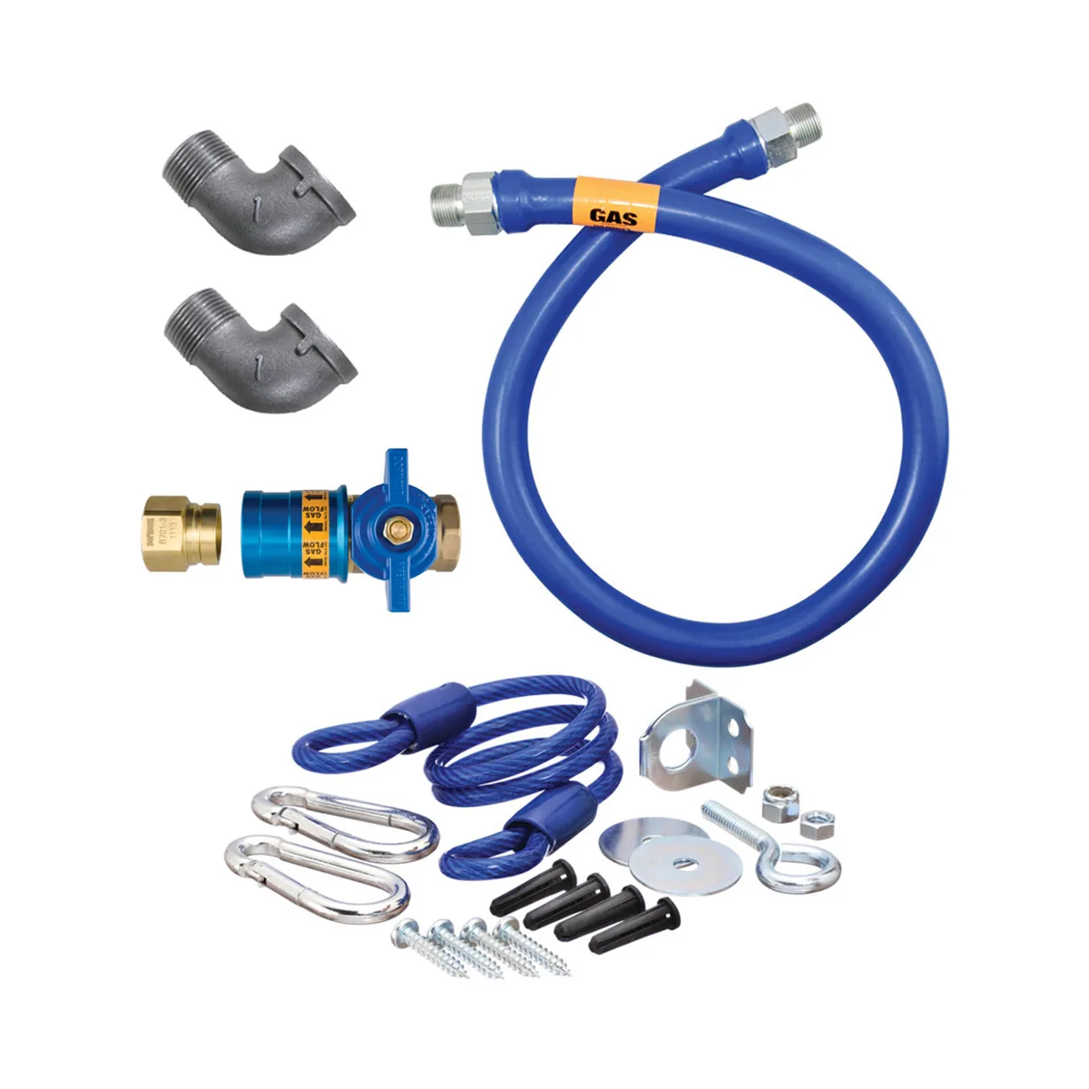 Dormont 1675KITCF72 Deluxe Safety Quik 72" Gas Connector Kit, Two Elbows, Restraining Cable, 3/4" Dia