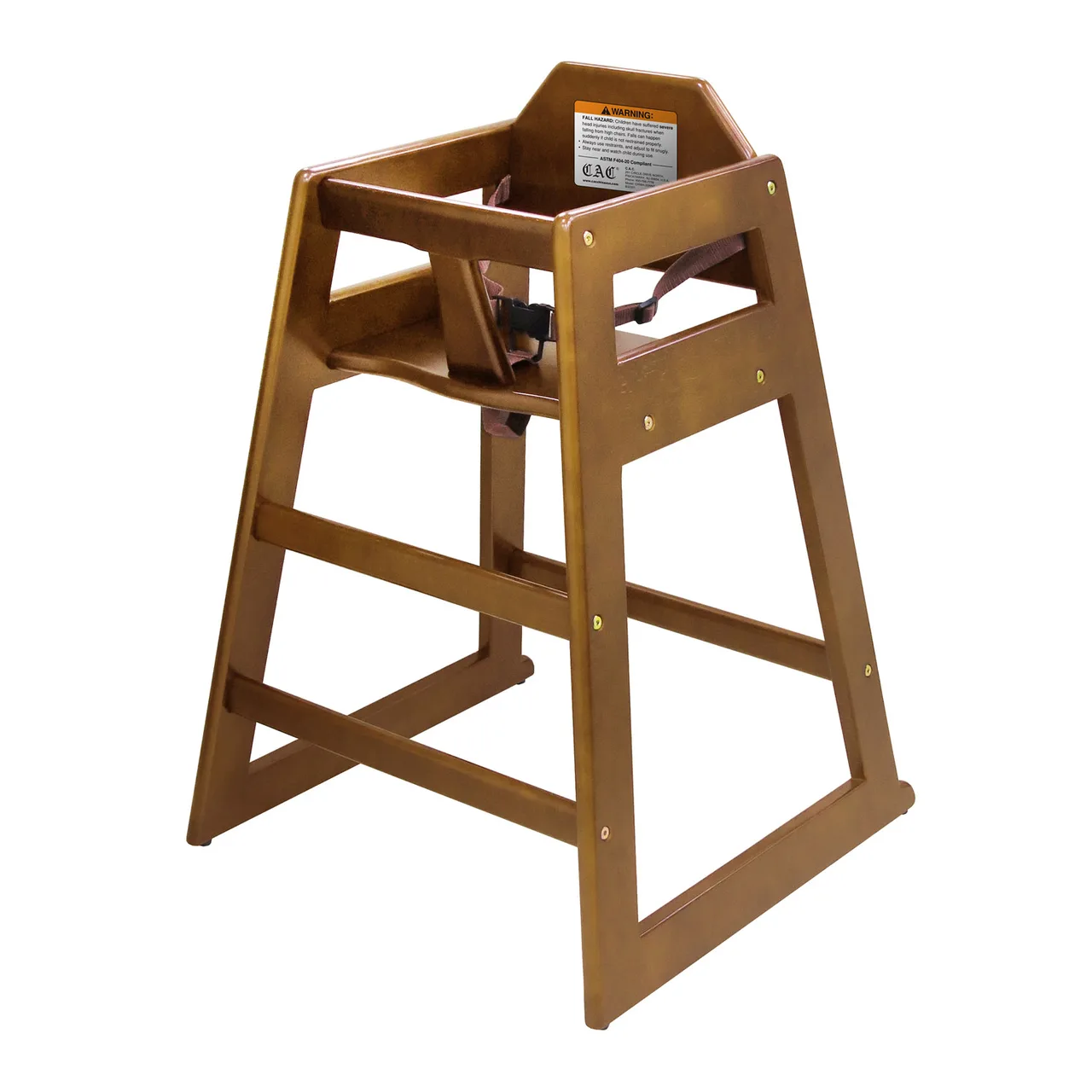 CAC China CHWH-30WNT-A Wood High Chair, 29-3/4"H Assembled Walnut with Mahogany Finish