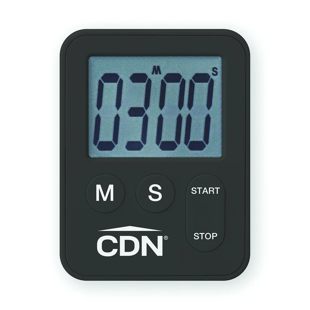 CDN TM28-BK Mini Timer, 2-1/10"W x 3/8"D x 2-3/4"H, 100‑Minute, 60‑Second Alarm, Black