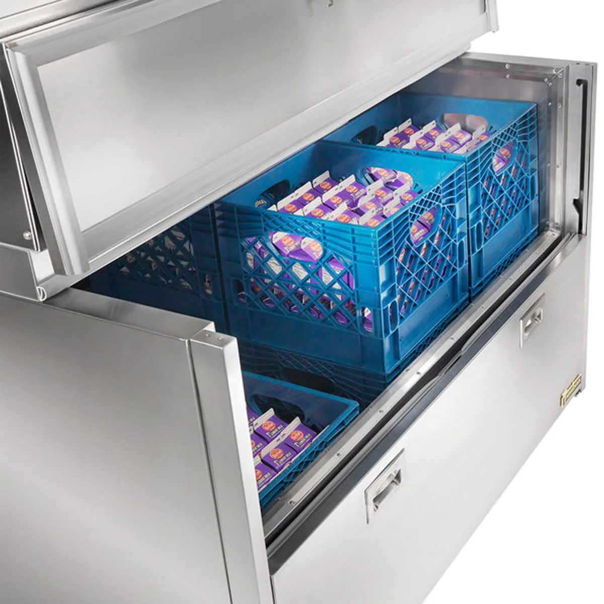 Traulsen RMC58D4 58" Dual Sided Milk Cooler, Forced Air, 16 Crates Capacity