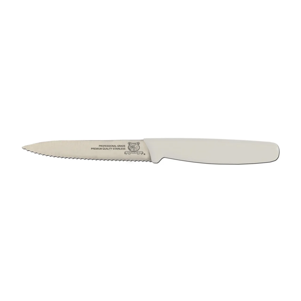 Omcan USA 11499 Paring Knife, 4" Spear Point Stamped, Stainless Steel Blade, White Poly Handle