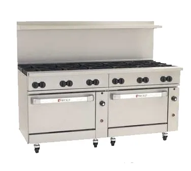 Wolf C72CC-12B 72" Gas Restaurant Range w/ (12) Open Burners, (2) Convection Ovens, 430.000 BTU