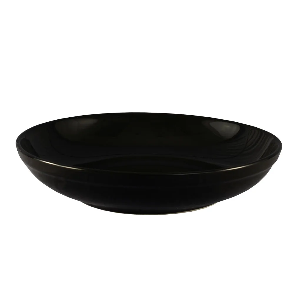 CAC China SAL-2-BLK Festiware 48 Oz Round Salad Bowl, 10-1/2" Dia x 2-1/8" H, Black Ceramic - Dozen