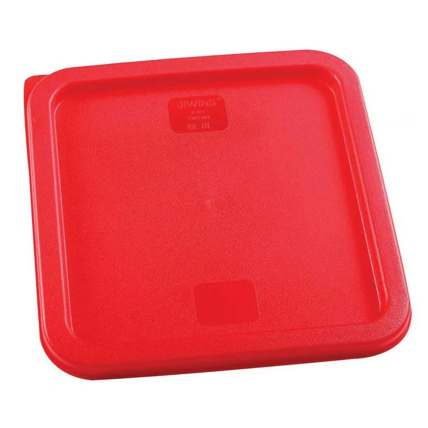Omcan USA 80223 Square Food Storage Container Lid, Red Polyethylene, Fits 6 Qt & 8 Qt Containers