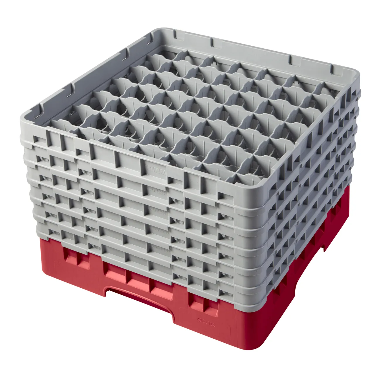 Cambro 49S1114163 Camrack Glass Rack, Red, Full Size, 19-3/4" x 13-3/4", 49 Compartments, 2-7/16" Max Dia