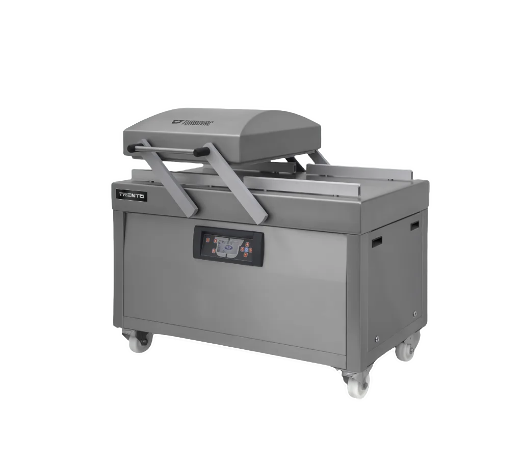 Omcan USA 59135 Turbovac Heavy‑Duty Double Chamber Vacuum Sealer, 44" x 27.5" Seal, Stainless Steel Cover, Floor Model