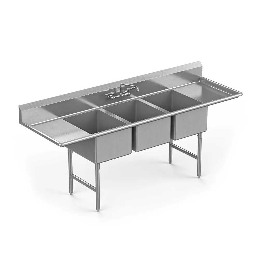 Winholt WS3T10142D18 Three Compartment Sink