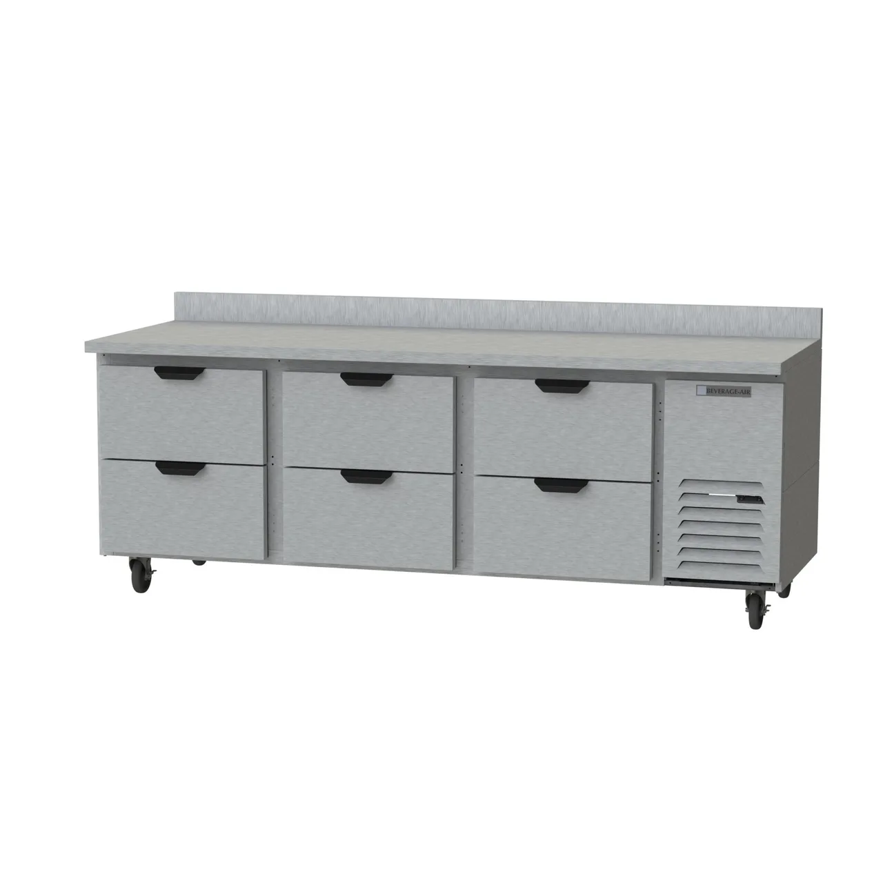 Beverage Air WTRD93AHC-6 93" 3-Section Worktop Refrigerator w/ 6 Drawers, 30 cu. ft.