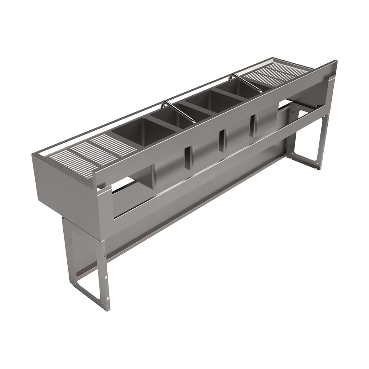 BK Resources UBB-21-484TS Underbar Sink Units, 4 Compartment with 2 Drainboards