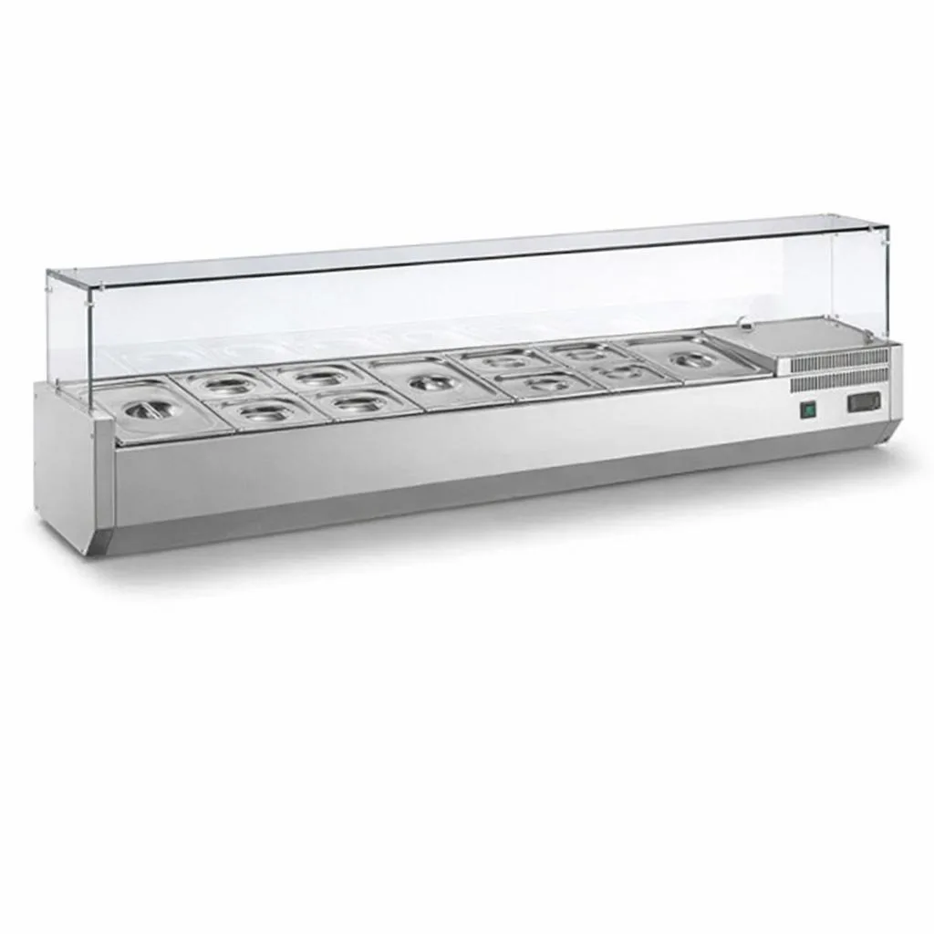 AMPTO MPP-3TP Refrigerated Top Rail Ingredient Display Case, 87" Long