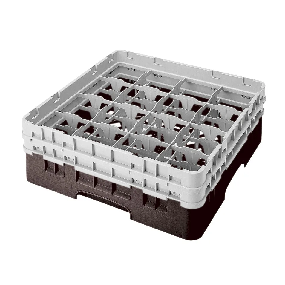 Cambro 16S434167 Camrack Glass Rack, Full Size, 19-3/4 x 19-3/4, Brown, 16 Compartments, 5-1/4 Max Height