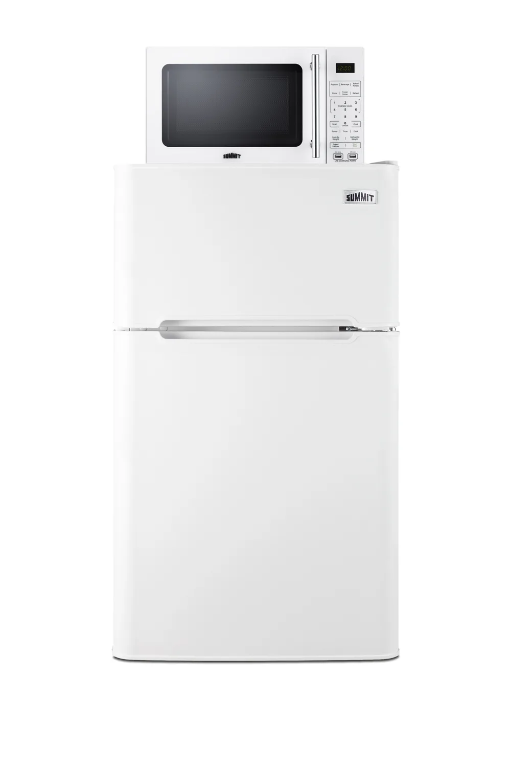Summit MRF34WA 19" Wide 3.2 Cu Ft Fridge Microwave Combo, .7 Cu Ft Cook Space, USB, Defrost 115V 15A