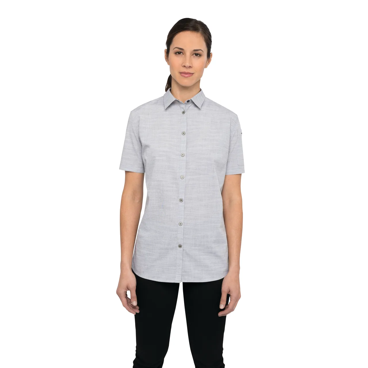 Chef Works SHC01W-GRY-2XL Women's Havana Cook Shirt, 2XLarge, Gray, Poly/Cotton