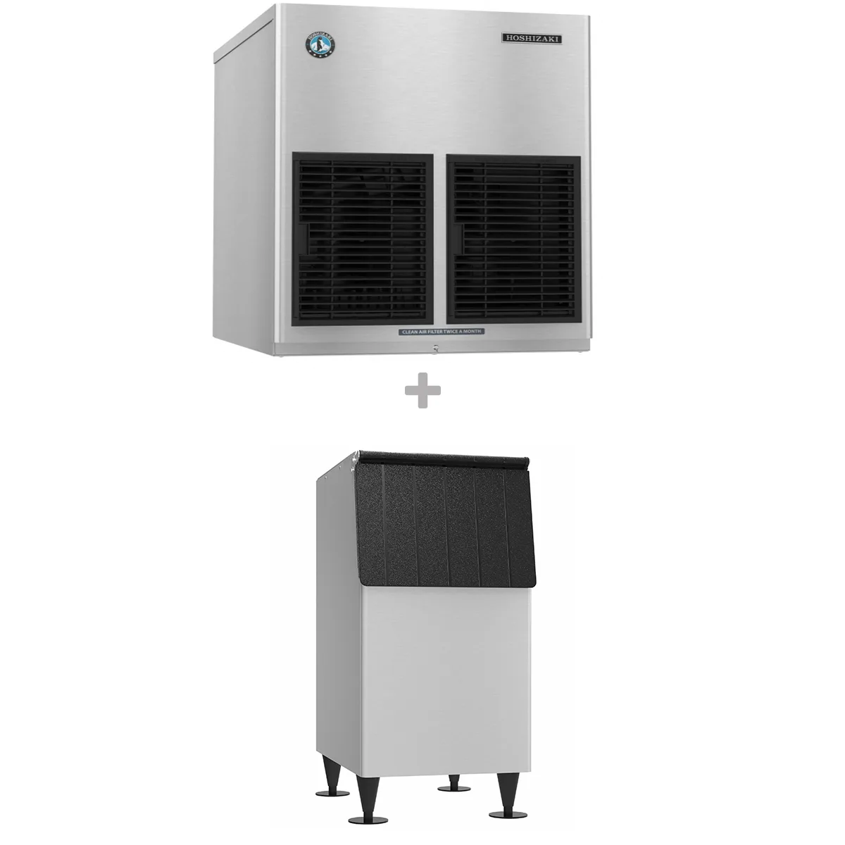 Hoshizaki FD-1002MAJ-C/BD-300SF Air Cooled Nugget 890 lb Ice Machine with Bin, 300 lb Storage