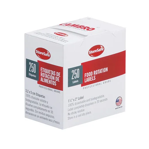 Cambro 1252SLB250 StoreSafe Food Rotation Label, 1-1/4" x 2", Biodegradable, Microwave Safe, White, Sold per Case