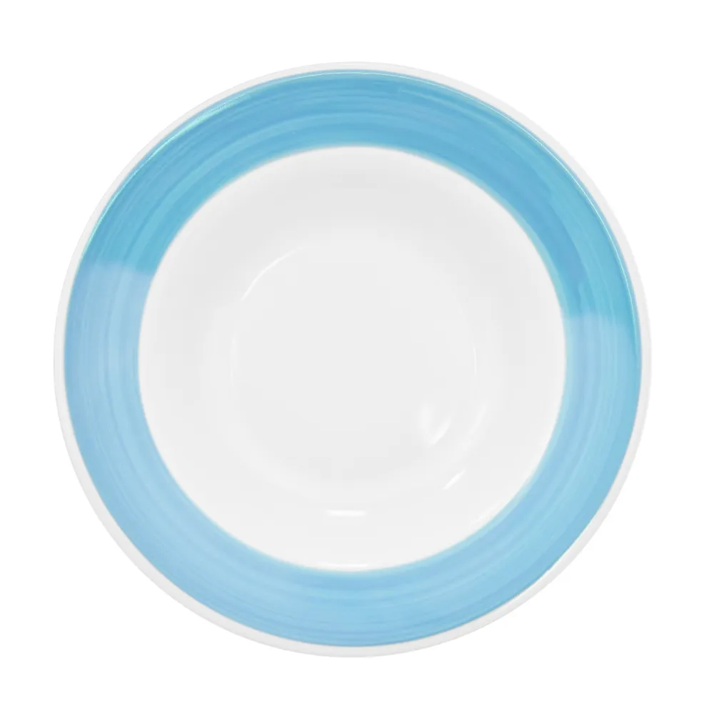 CAC China R-125-BLU - Blue Pasta Bowl, 12" Dia x 2¼" H, 30 oz, Edge, Dishwasher Safe - 1 Dozen
