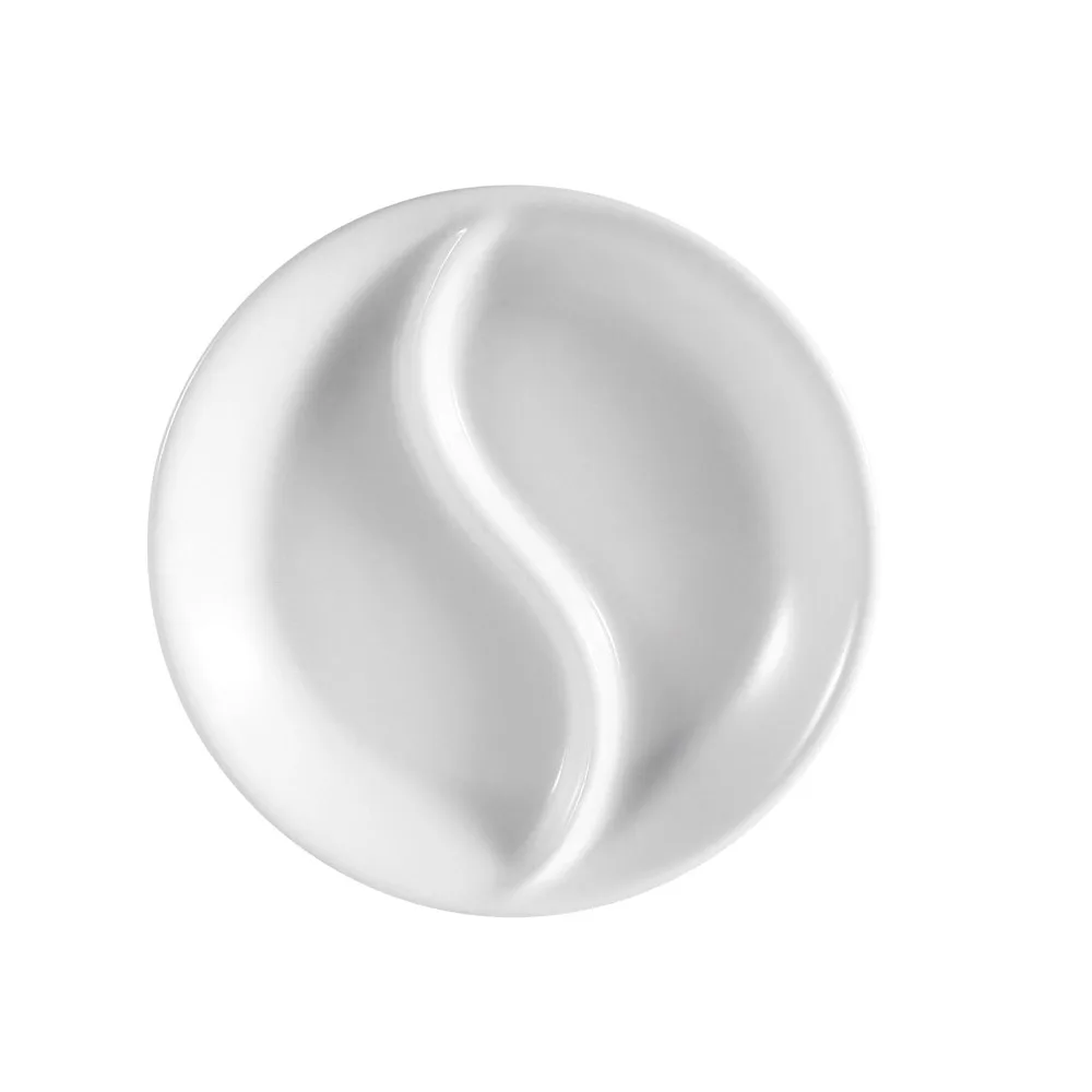 CAC China CN-D5 3-1/2" Dia. x 1/2" H Porcelain Bowl, 2-Compartment, White, Dishwasher – 1 Dozen