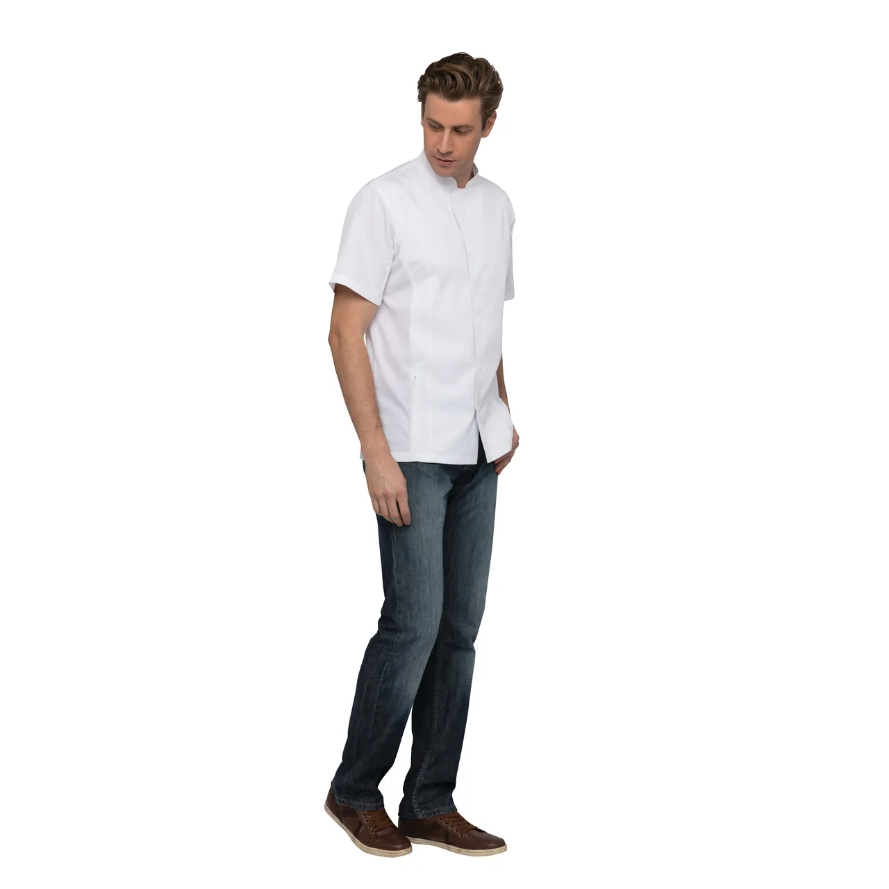 Chef Works CES02-WHT-2XL Chef Coat, Short Sleeve, White 2XL, 65/35 Poly/Cotton Twill