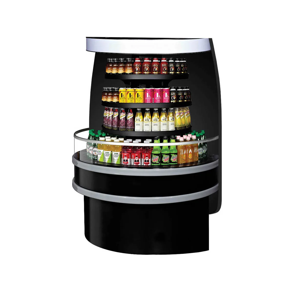 Turbo Air TIOM-48RB-N 48" Island Display Self-Serve Refrigerated Merchandiser in Black, 3 Shelves