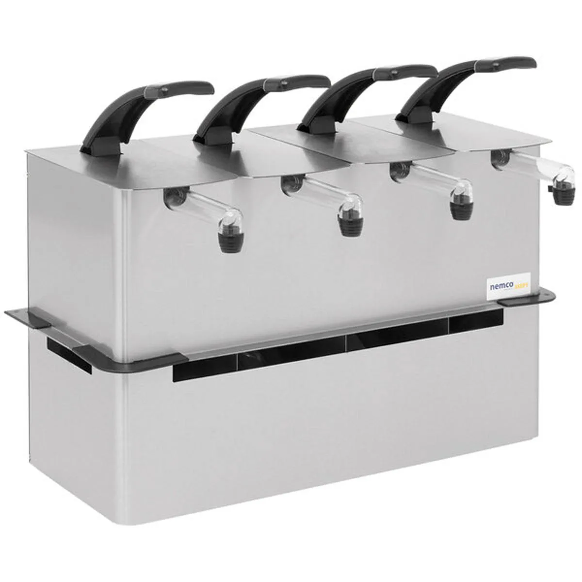Nemco 10969 Quadruple Condiment Dispenser, 23" W x 14" D x 12" H, Stainless Steel, 4 Pumps, NSF