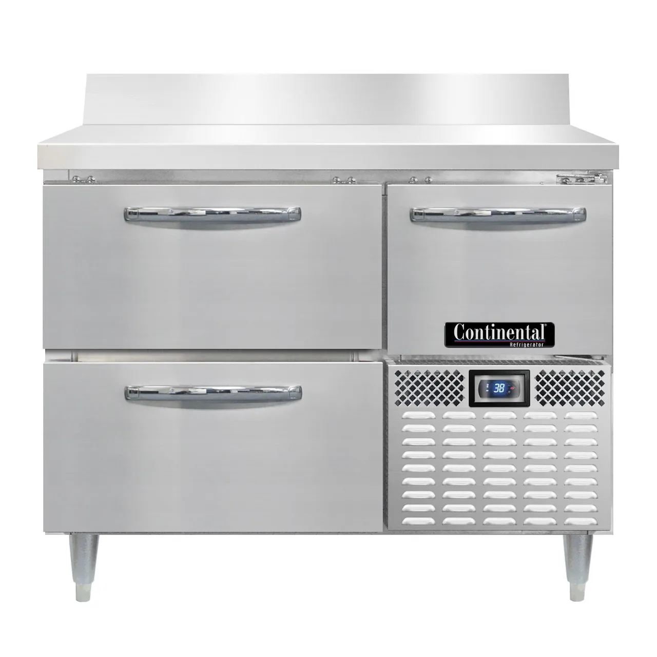 Continental Refrigerator DRA43NSSBS-D 43" Worktop Refrigerator w/ 2 Drawers & 1 Half Door