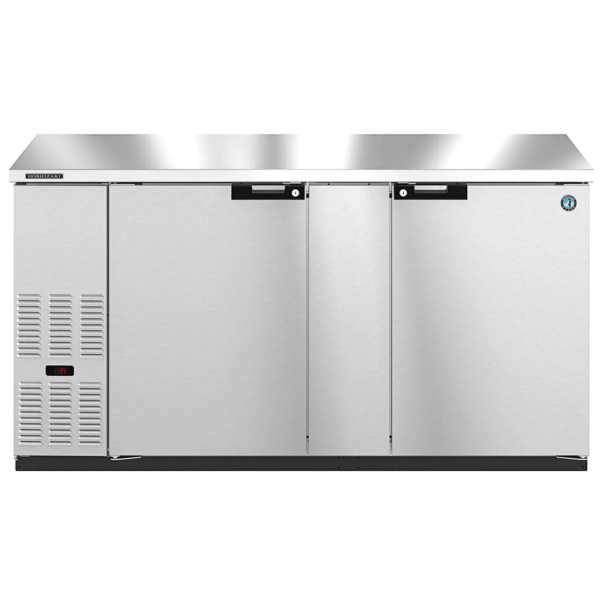 Hoshizaki BB69-S 69" Two Section Silver 2 Swinging Solid Door Back Bar Cooler, 21.8 cu. ft.