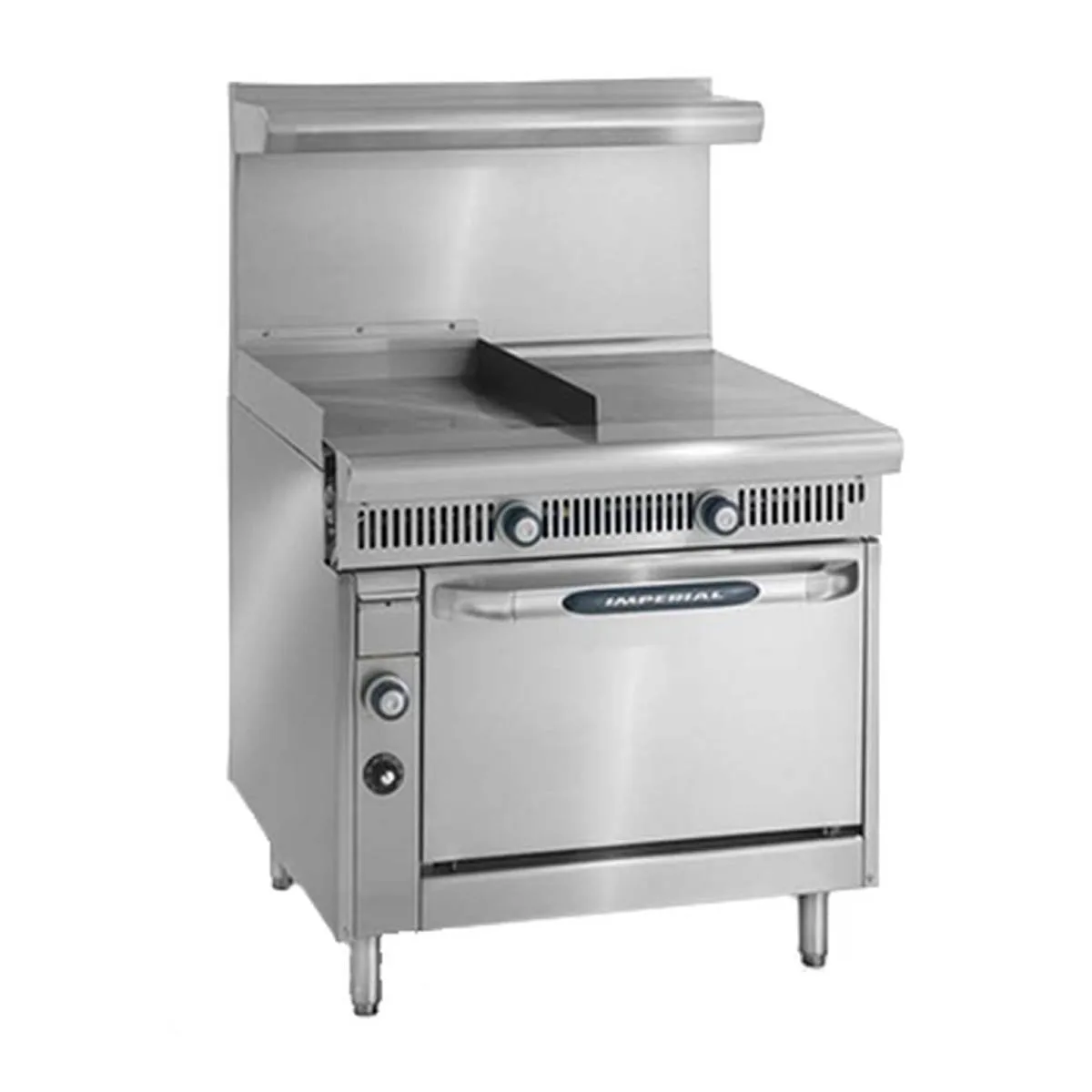 Imperial IHR-GT18-1HT-C 36" Gas Heavy Duty Range, 18" Griddle w/ Thermostastic Controls, 18" Hot Top, (1) Convection Oven,115.000 BTU