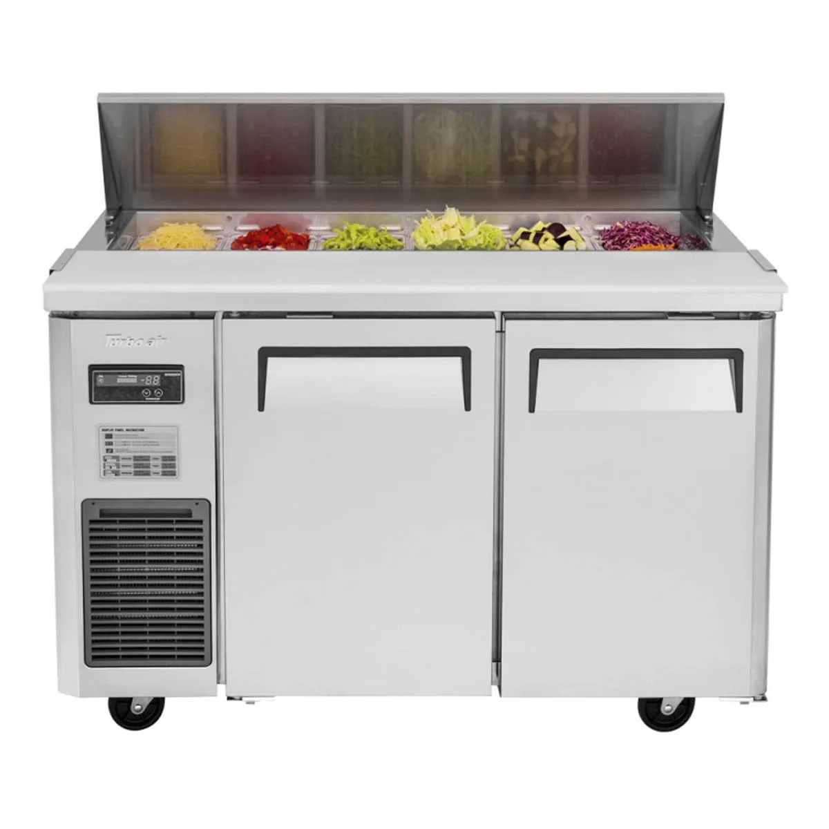 Turbo Air JST-48-N 47" Two Section Sandwich / Salad Prep Table w/ 2 Doors, 12 Pans